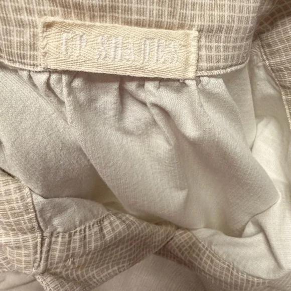 CP Shades Women’s XL Oversized Pullover Shirt Beige Micro Check Relaxed Chic - Picture 5 of 8